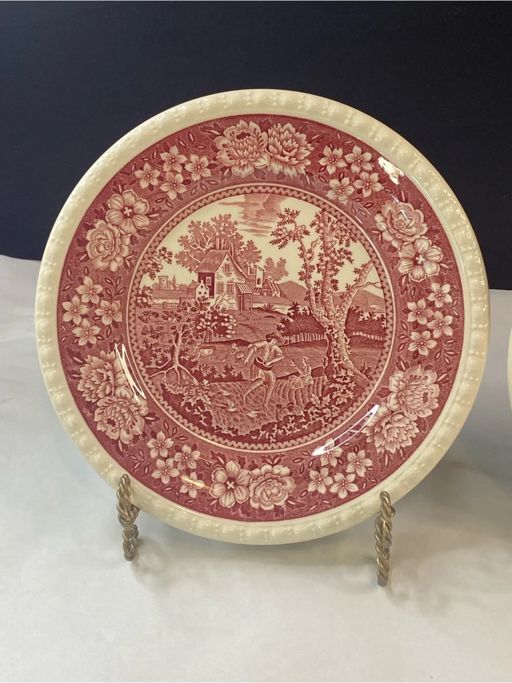 Villeroy & Boch Rusticana Salad Plate Set Red Transferware Mettlacher Germany